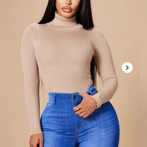 NWT Fashion Nova khaki Tara turtleneck sweater